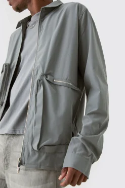 boohooMAN Tall Technical Stretch Harrington Asymmetrical Jacket | UK| Coats & Jackets