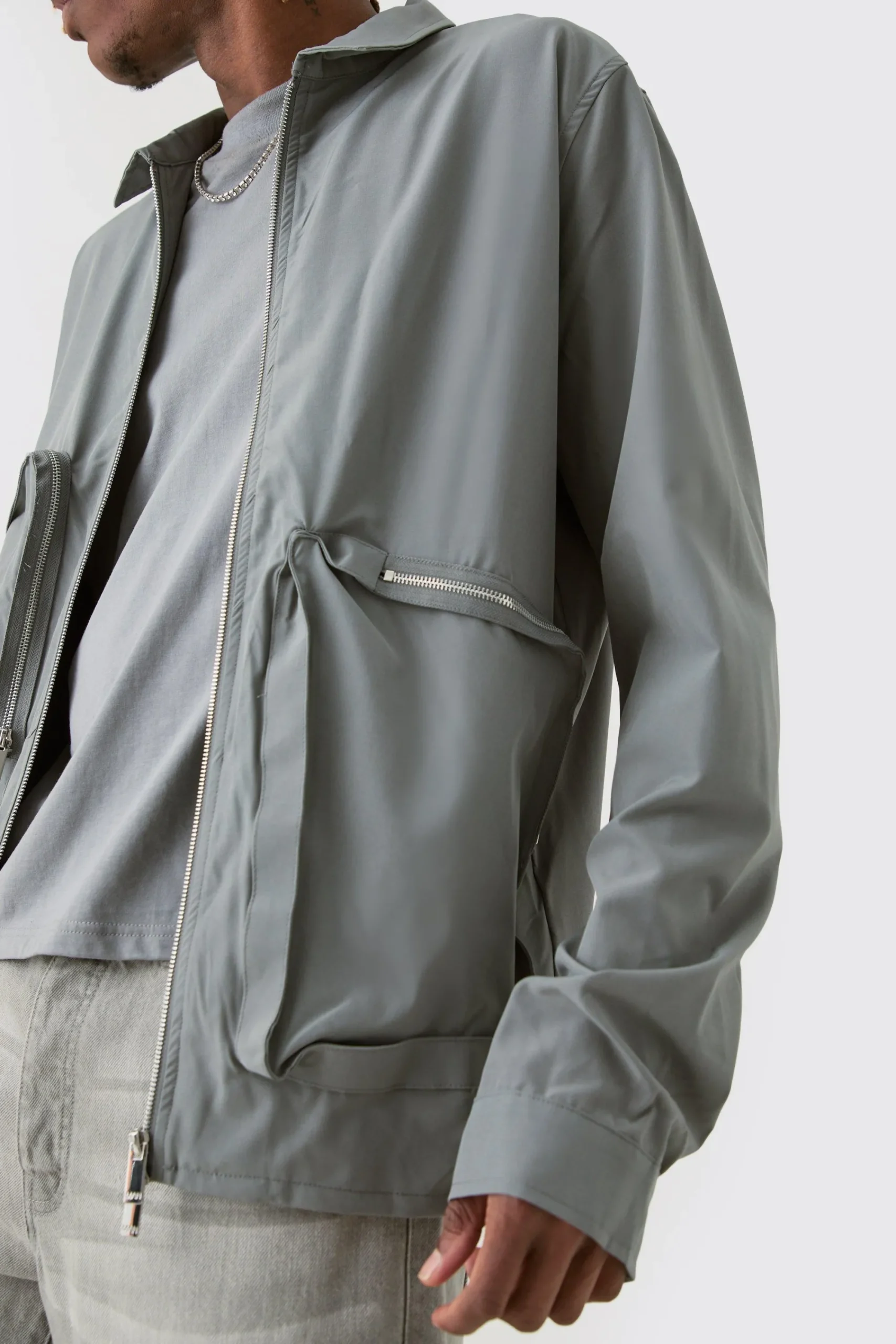 boohooMAN Tall Technical Stretch Harrington Asymmetrical Jacket | UK| Coats & Jackets