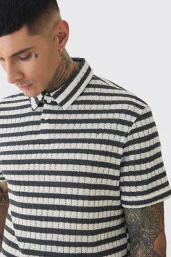 Tall Textured Stripe Polo | UK^boohooMAN Discount