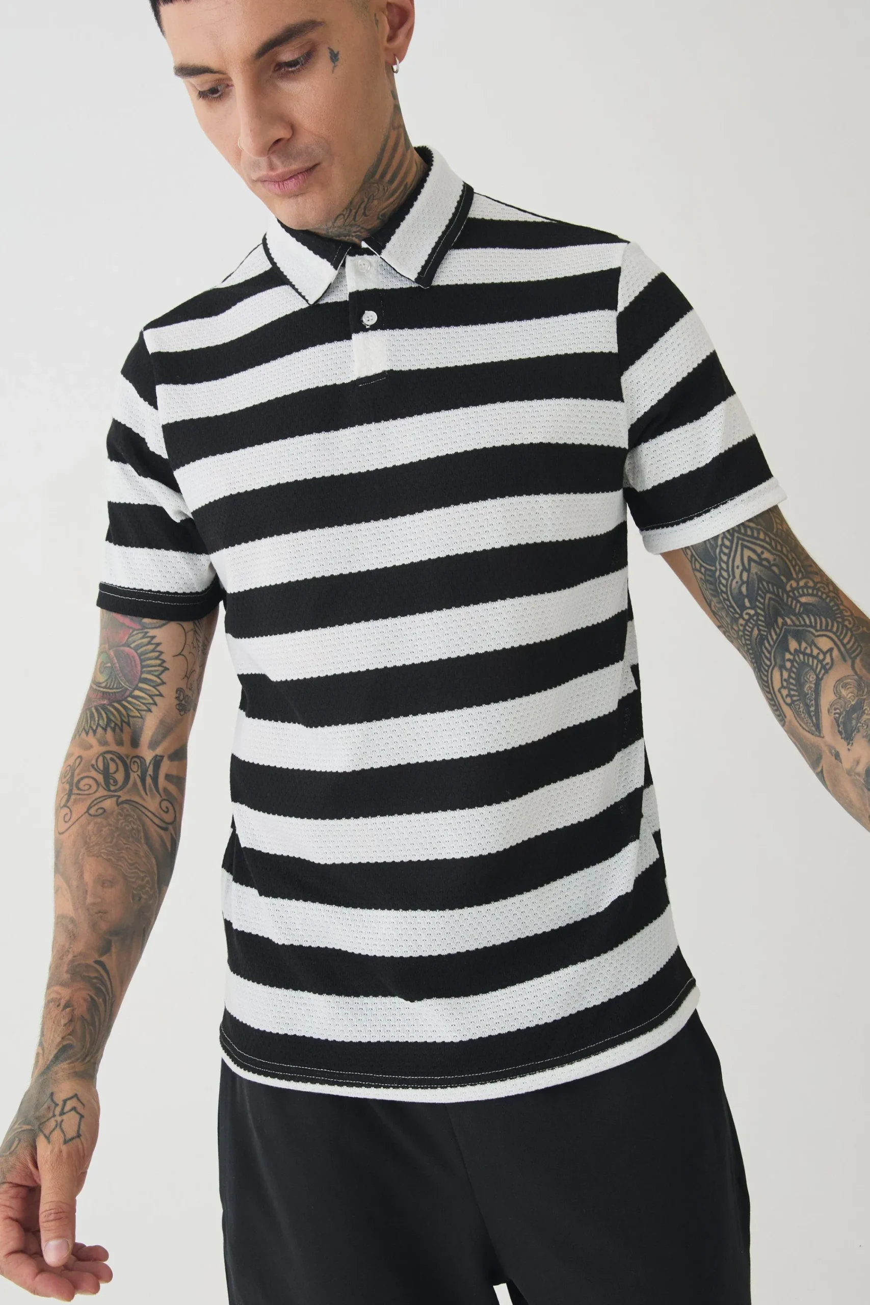 Tall Textured Stripe Polo | UK^boohooMAN Best