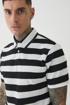 Tall Textured Stripe Polo | UK^boohooMAN Best