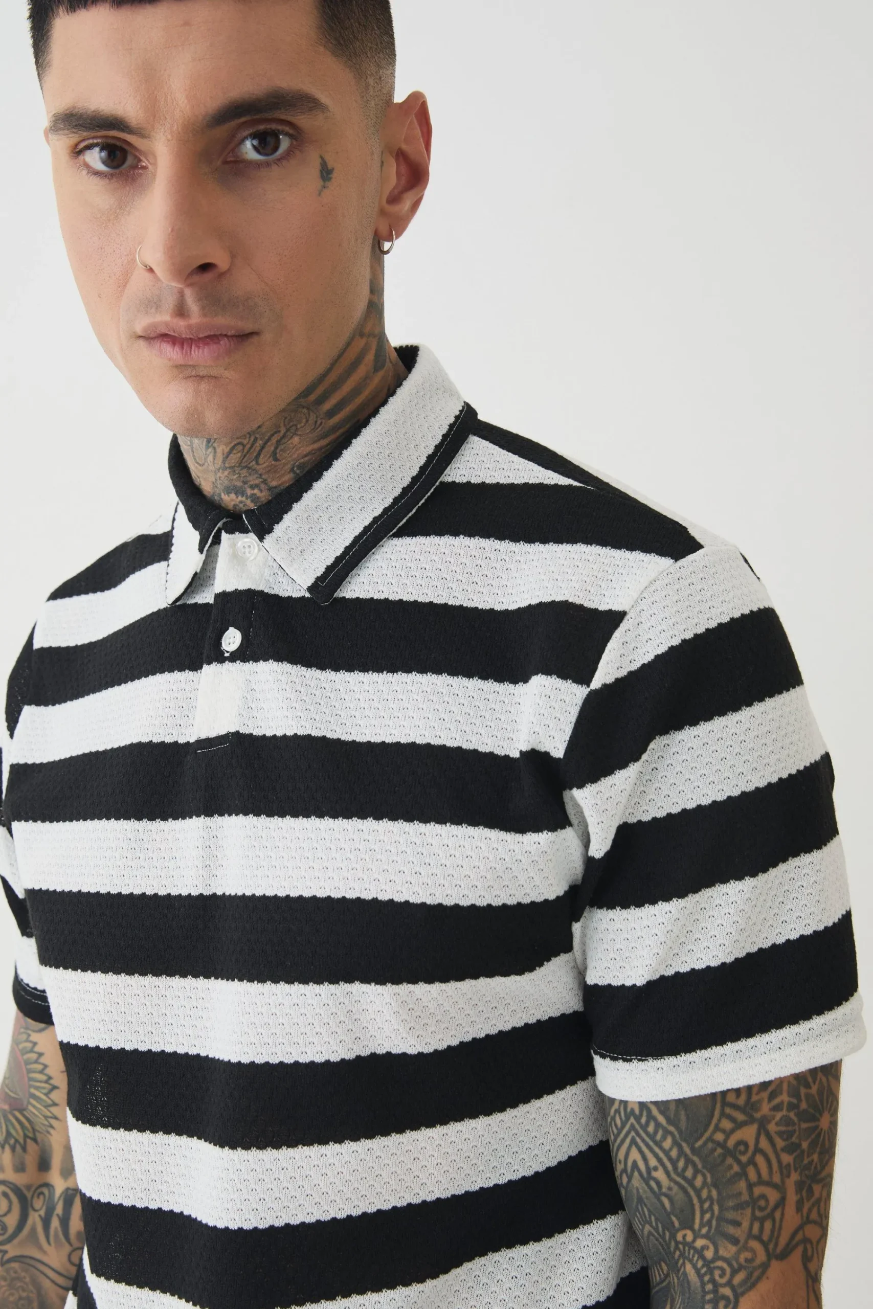 Tall Textured Stripe Polo | UK^boohooMAN Best