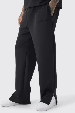 boohooMAN Tall Tricot Embroidered Split Hem Relaxed Fit Trousers | UK| Trousers|Joggers