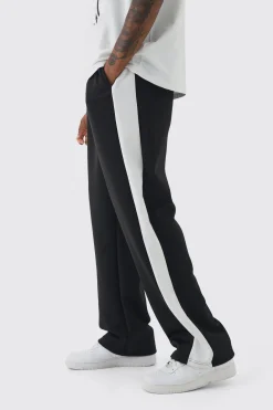 boohooMAN Tall Tricot Side Panel Embroidered Relaxed Fit Trousers | UK| Trousers|Joggers