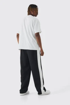 boohooMAN Tall Tricot Side Panel Embroidered Relaxed Fit Trousers | UK| Trousers|Joggers