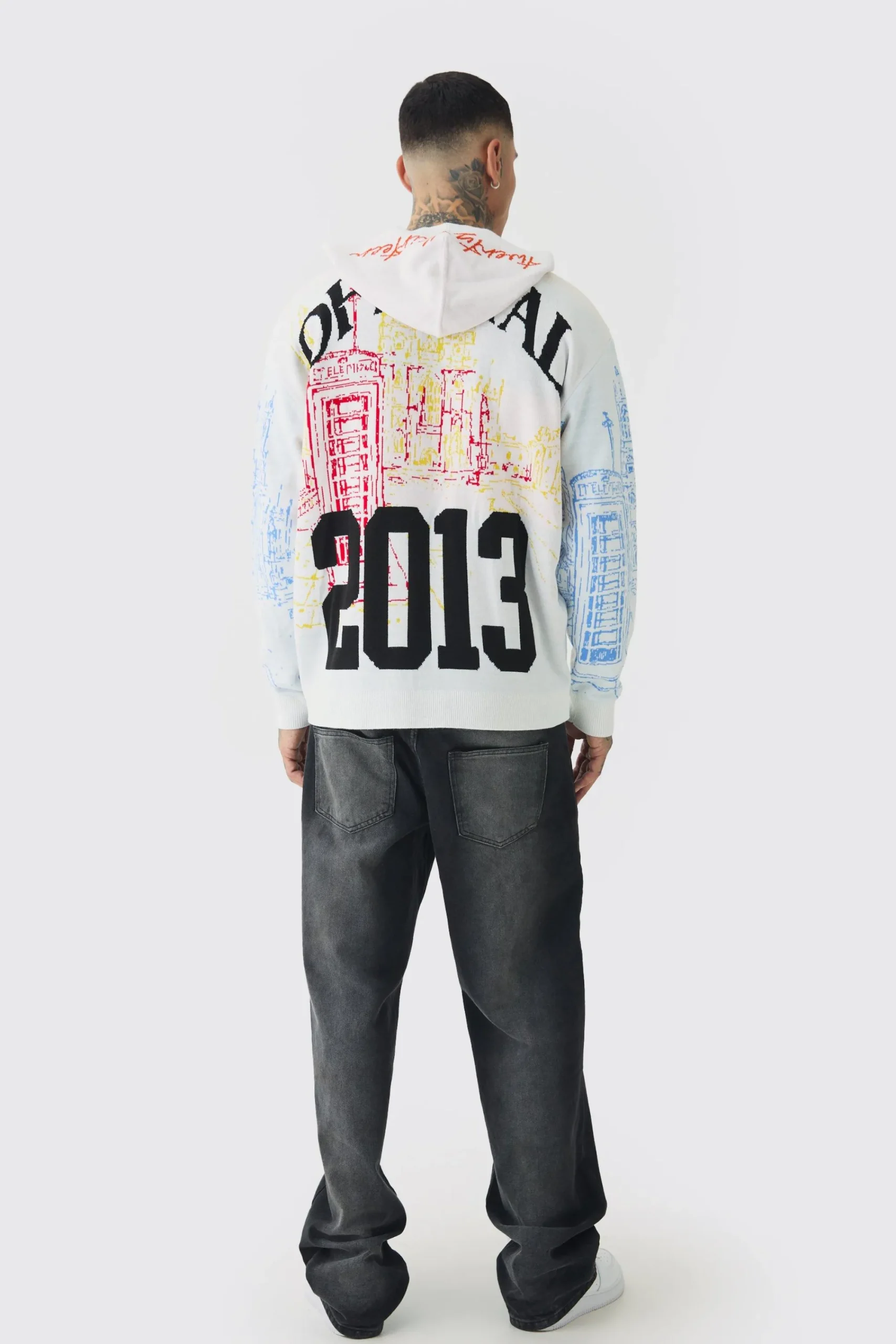 boohooMAN Tall Twenty Thirteen Graphic Knitted Hoodie | UK| Hoodies & Sweatshirts|Knitwear