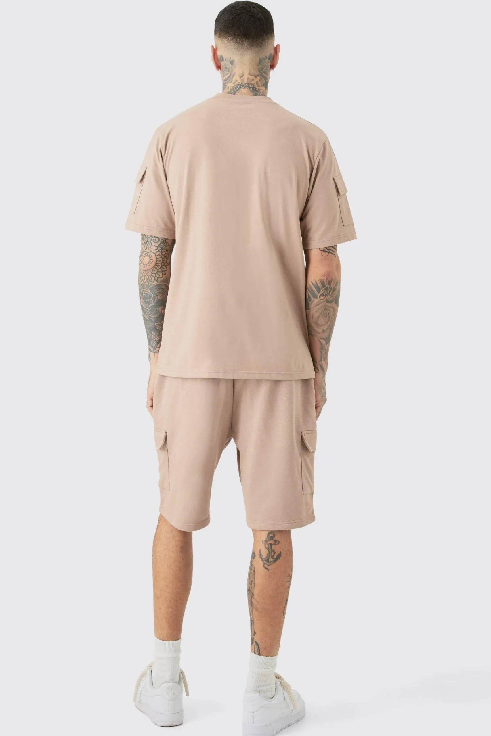 boohooMAN Tall Utility Pocket T-shirt & Cargo Short Set | UK| Shorts|Tracksuits