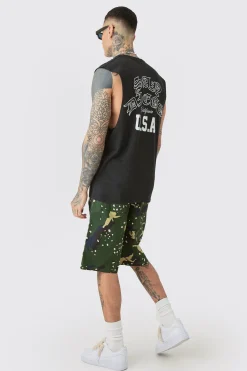 Tall Varsity San Diego Backprint Tank In | UK^boohooMAN