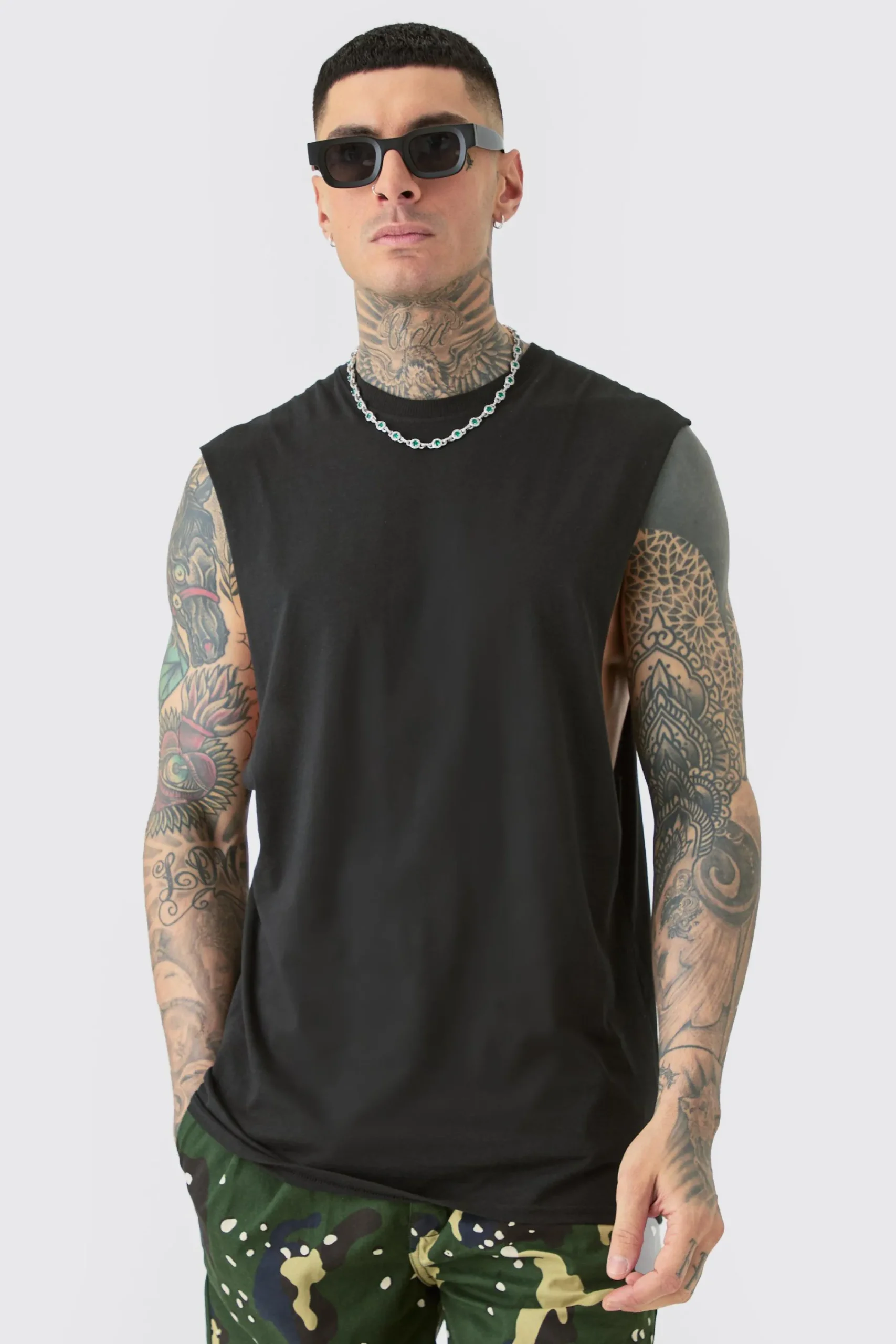 Tall Varsity San Diego Backprint Tank In | UK^boohooMAN
