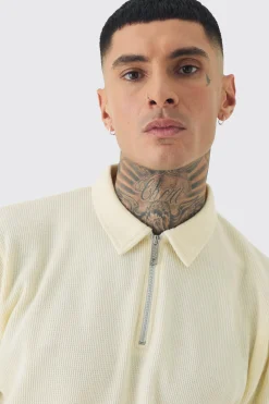 boohooMAN Tall Waffle Polo & Short Set | UK| Tracksuits