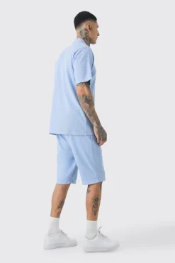 boohooMAN Tall Waffle Polo & Short Set | UK| Sets & Co-Ords|Tracksuits
