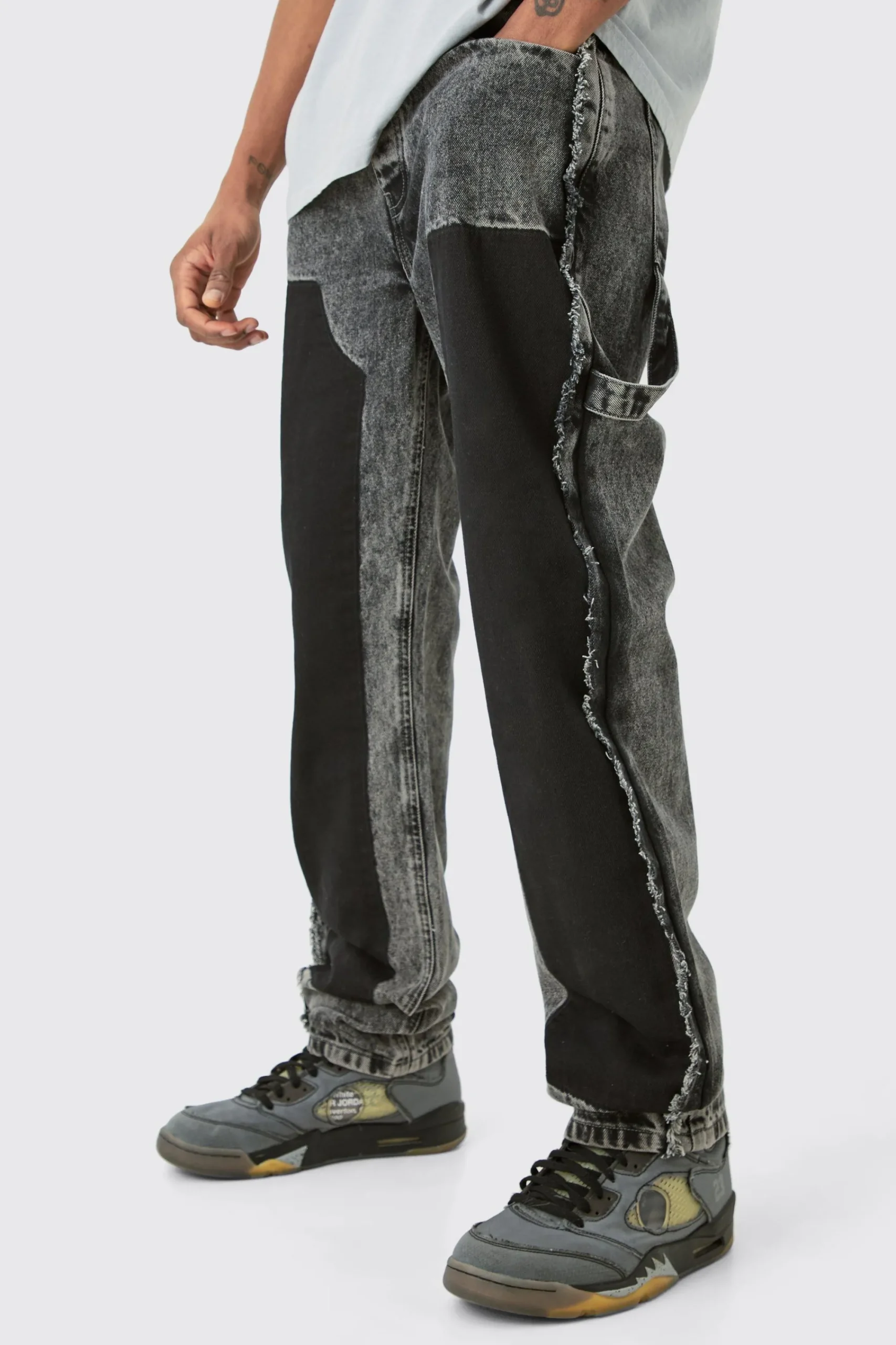 boohooMAN Tall Wash Straight Fit Carpenter Jean In | UK| Trousers|Jeans