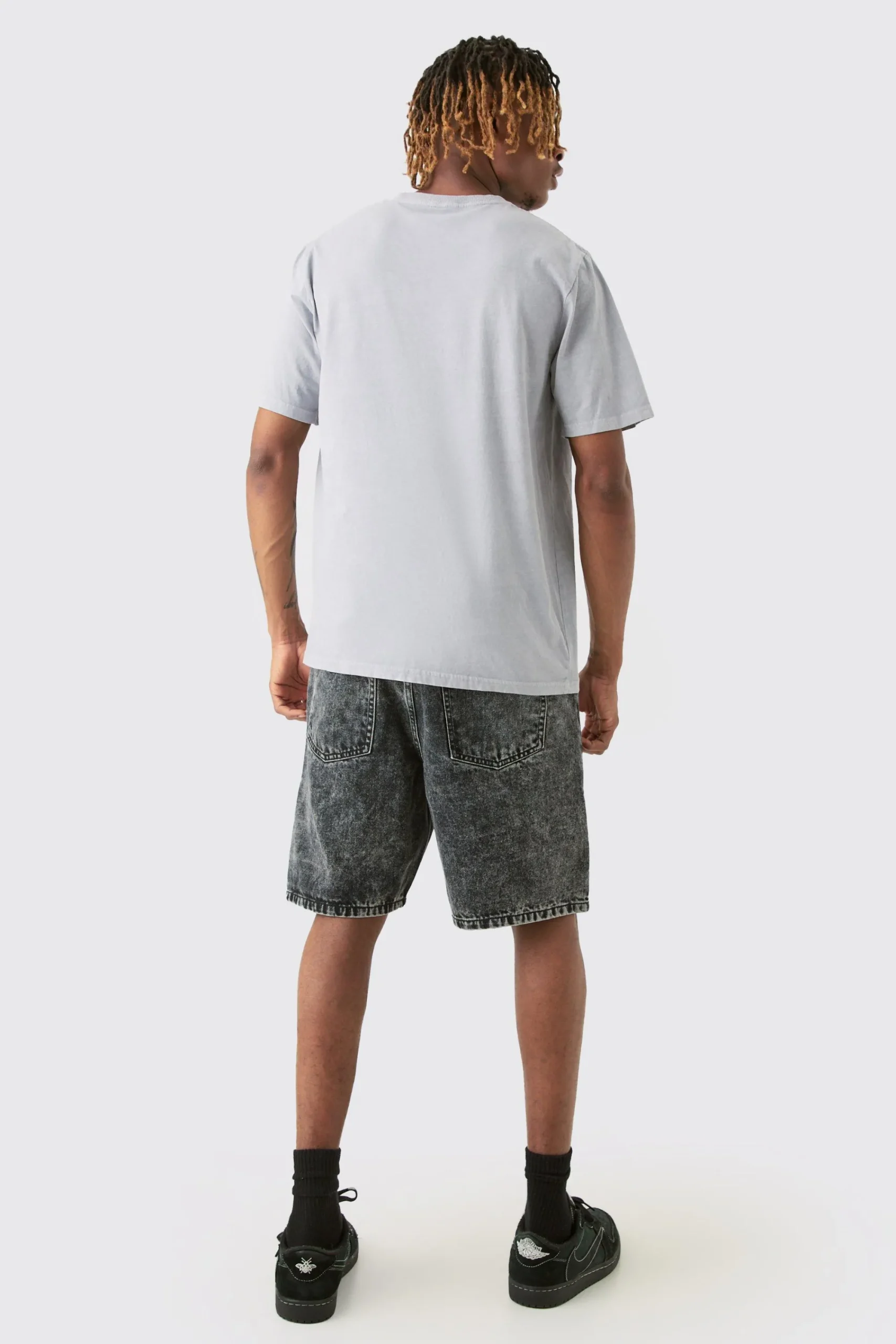 boohooMAN Tall Paint Splatter Relaxed Denim Shorts | UK| Shorts