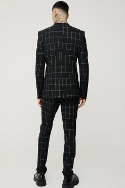 boohooMAN Tall Window Pane Check Skinny Fit Blazer | UK| Suits & Tailoring