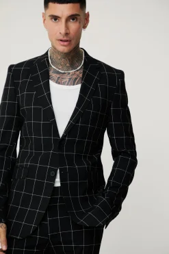 boohooMAN Tall Window Pane Check Skinny Fit Suit | UK| Sets & Co-Ords