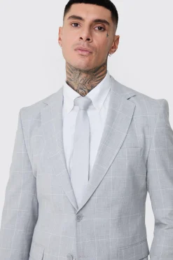 boohooMAN Tall Window Pane Check Skinny Fit Suit In | UK| Sets & Co-Ords