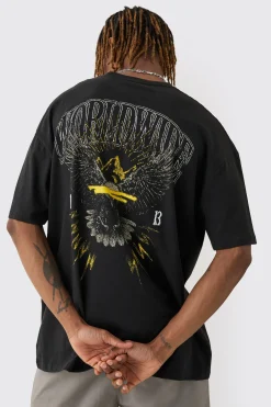 Tall Worldwide Eagle Back Print T-Shirt | UK^boohooMAN Outlet