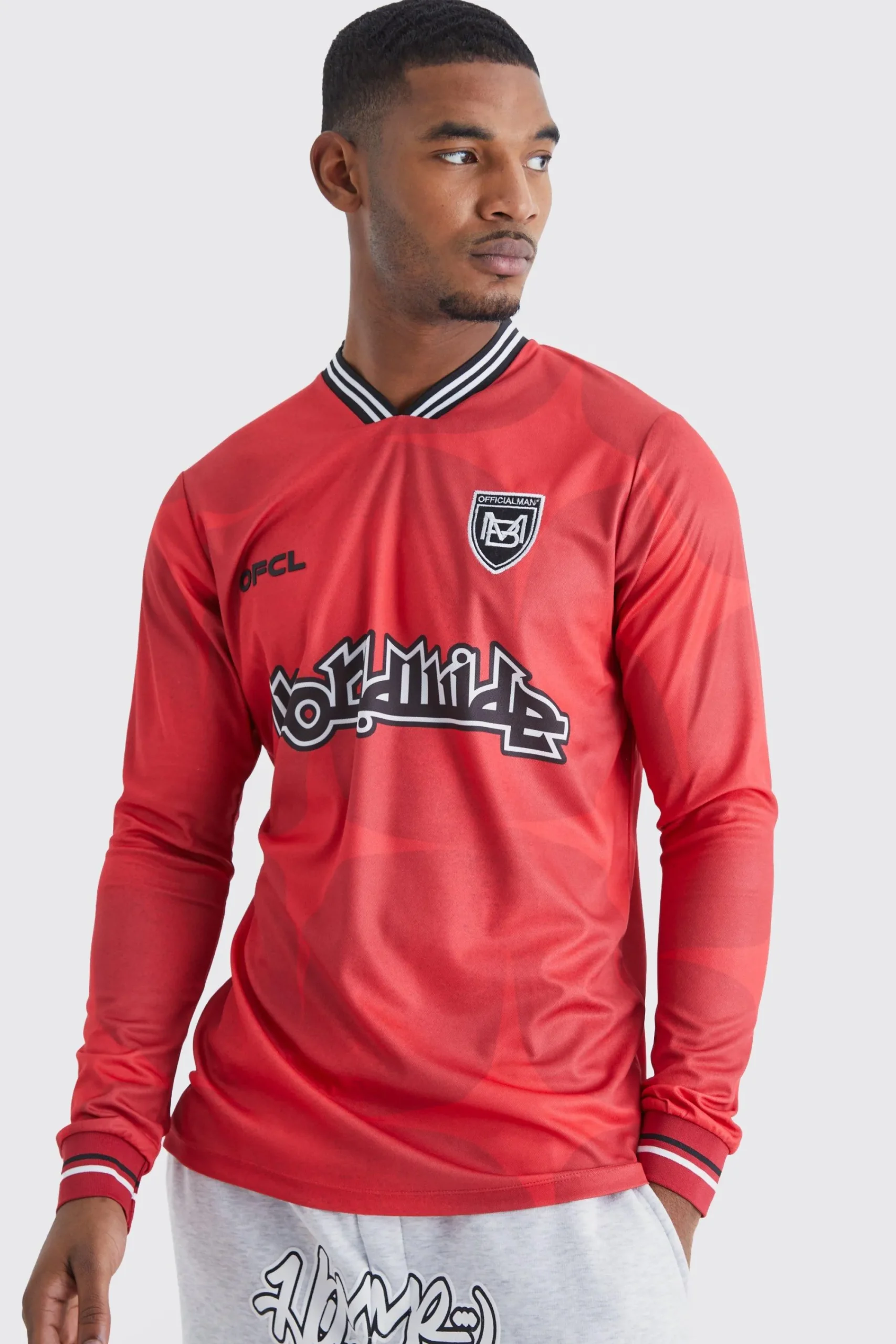 Tall Worldwide Long Sleeve Football Shirt | UK^boohooMAN Hot