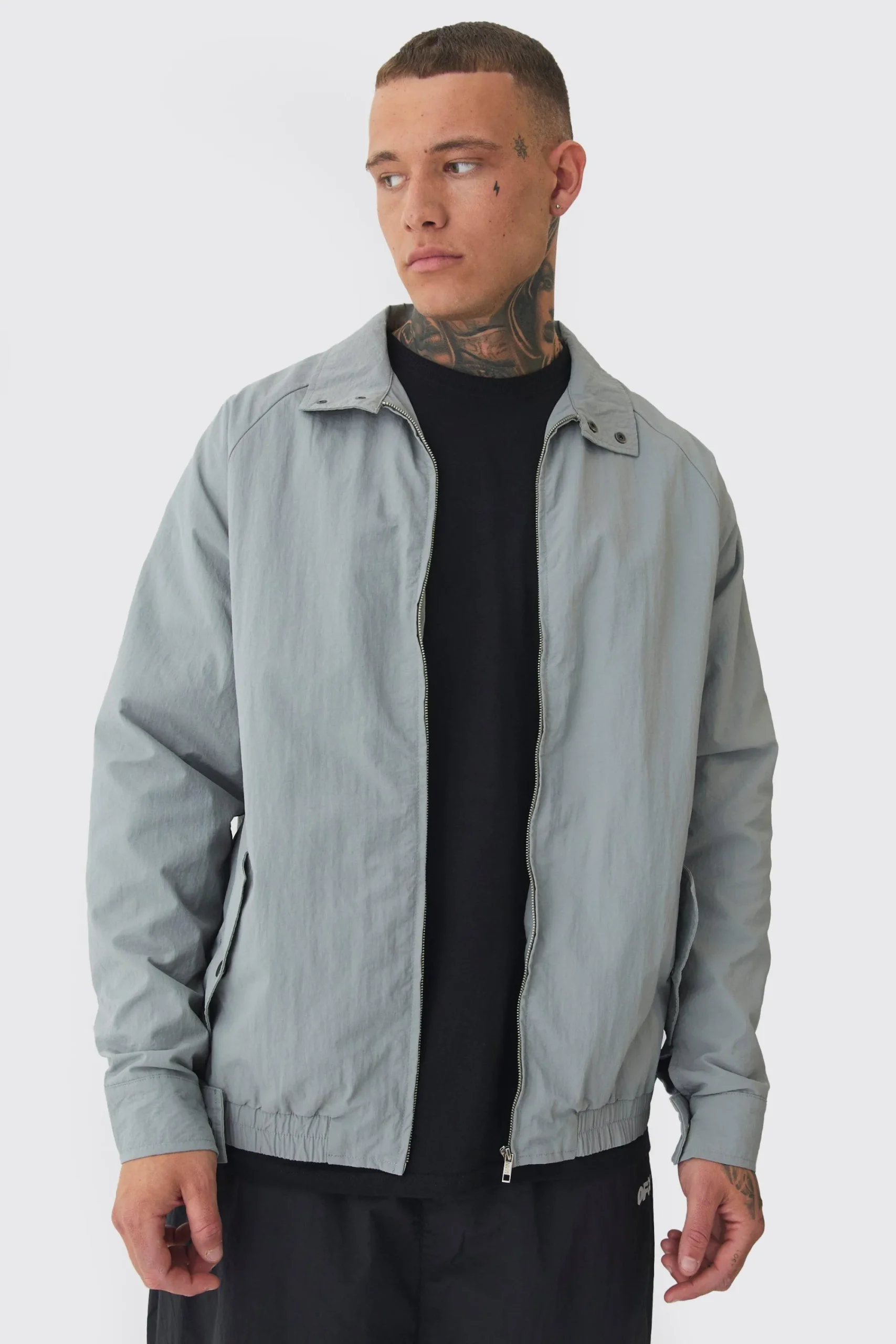 boohooMAN Tall Zip Up Lightweight Funnel Neck Jacket | UK| Coats & Jackets