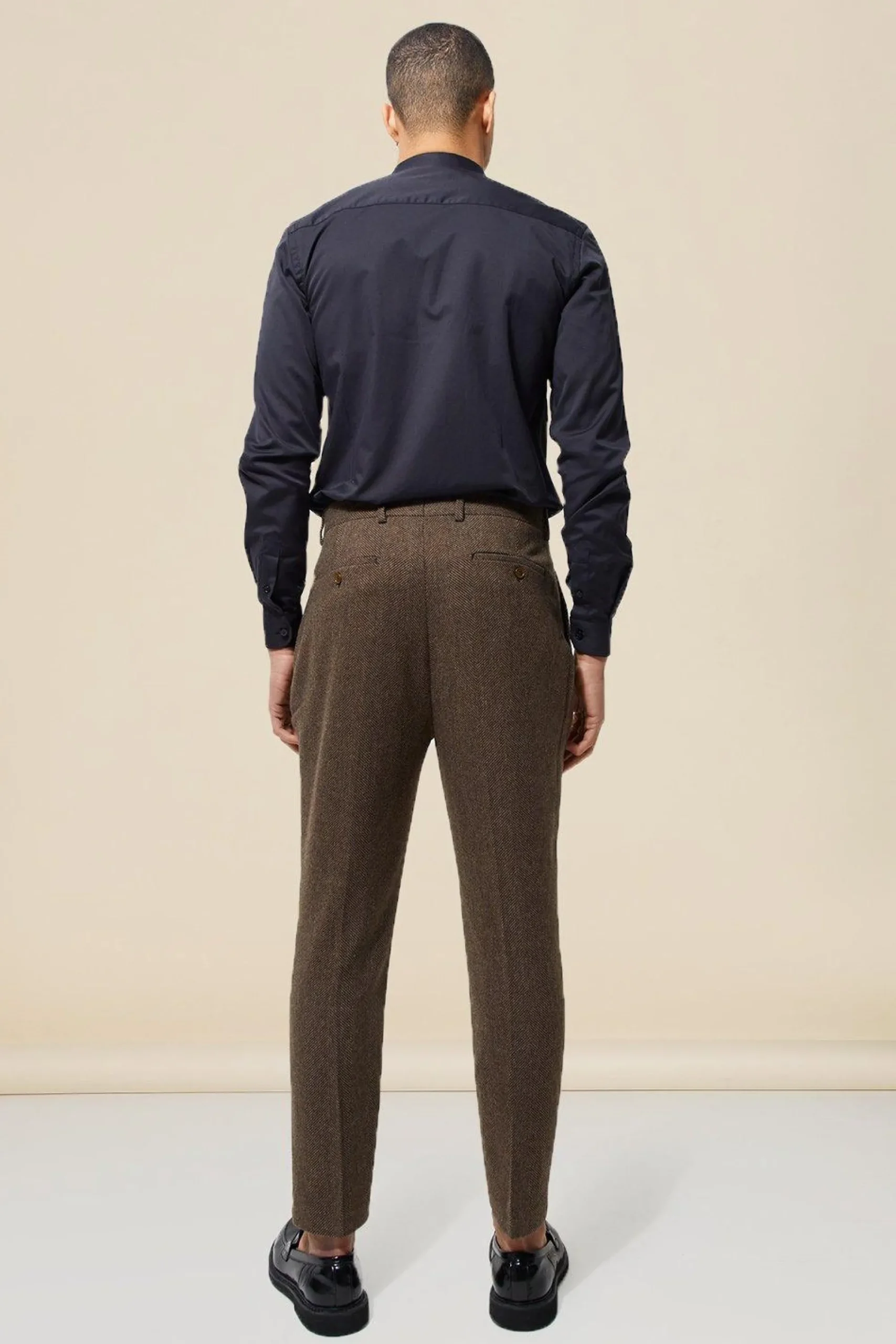 boohooMAN Tapered Fit Herringbone Suit Trousers | UK| Suits & Tailoring|Trousers