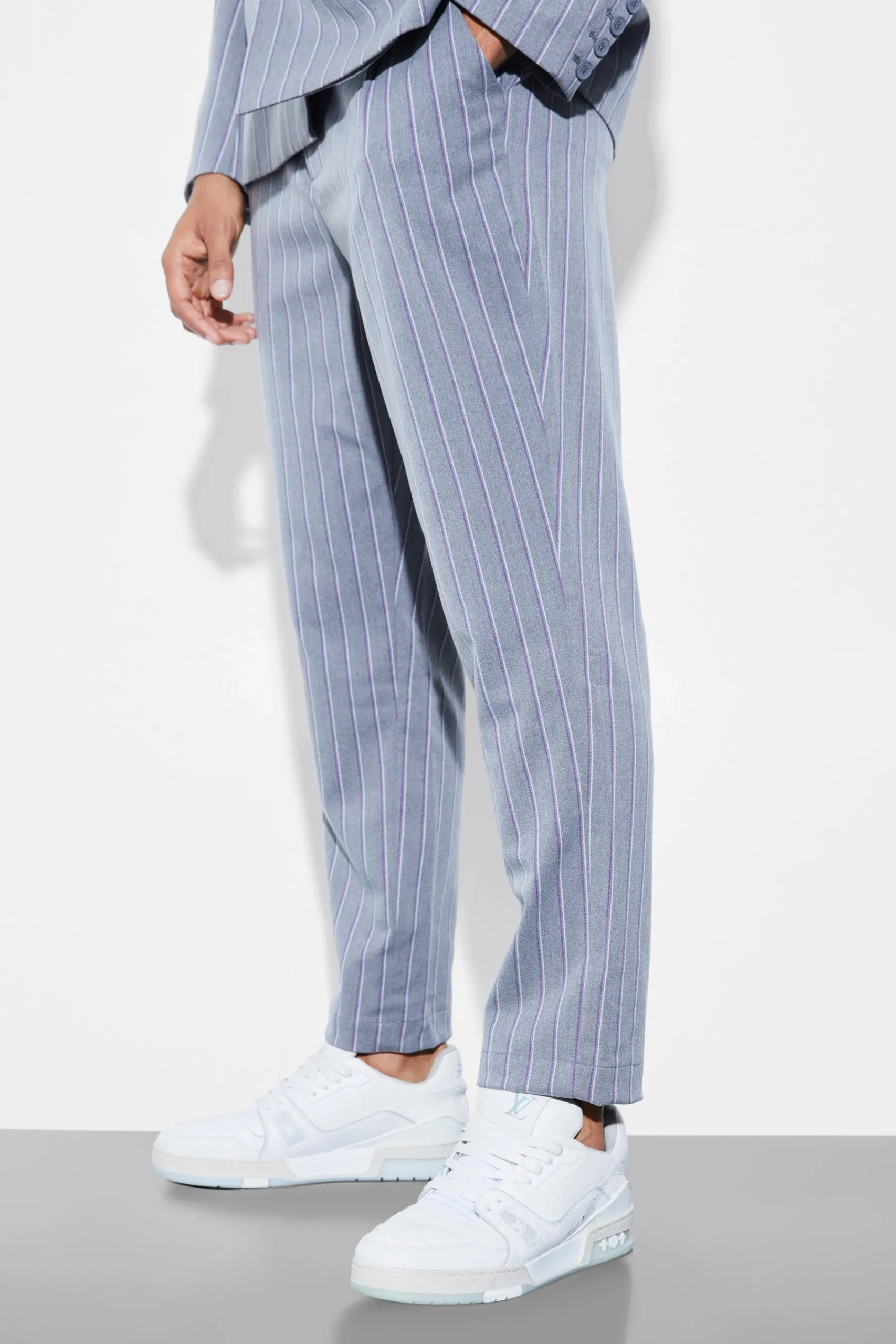 boohooMAN Tapered Stripe Suit Trousers | UK| Trousers
