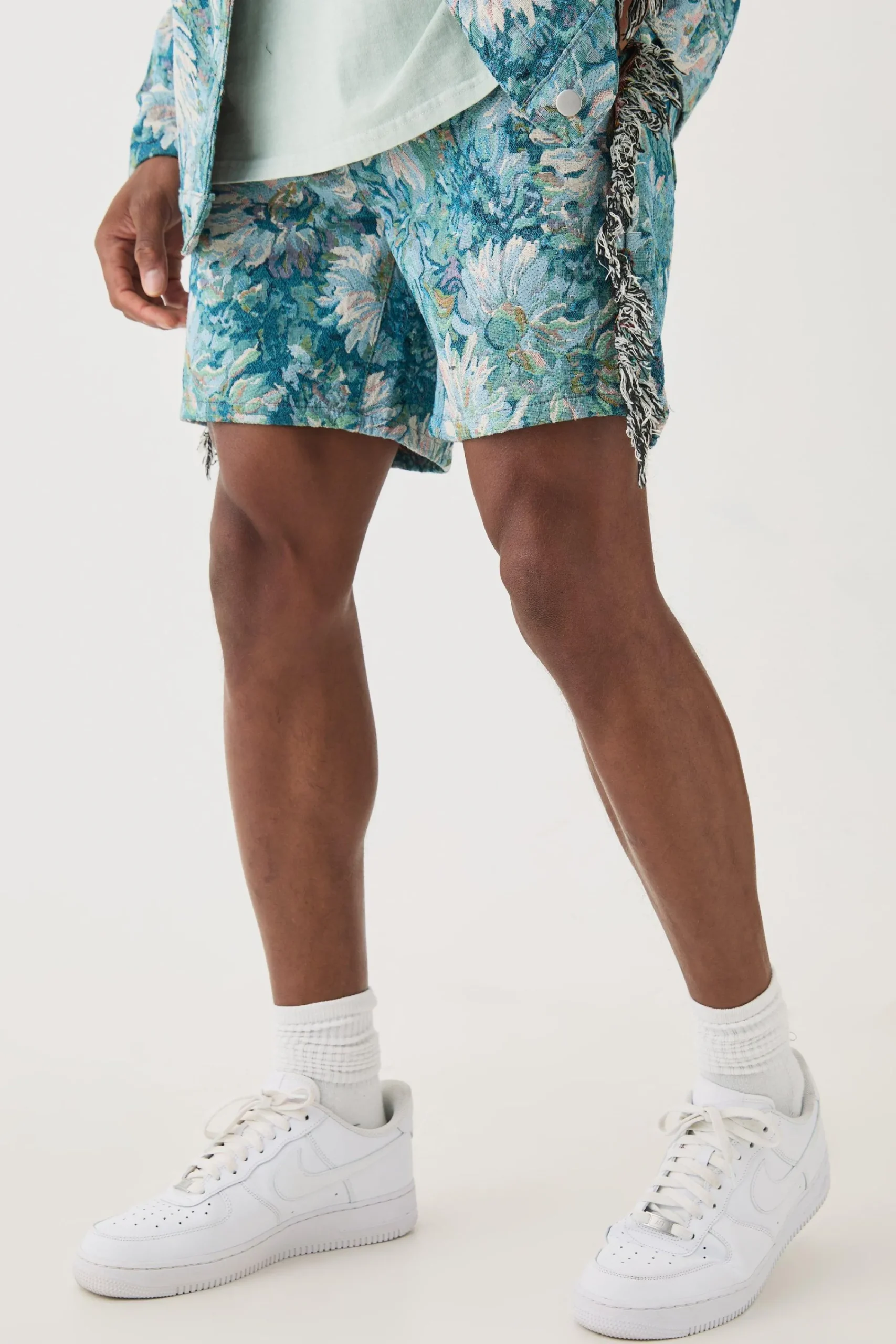 boohooMAN Tapestry Frayed Relaxed Fit Shorts | UK| Shorts