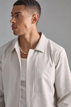 boohooMAN Technical Stretch Concealed Placket Smart Harrington | UK| Sets & Co-Ords|Coats & Jackets