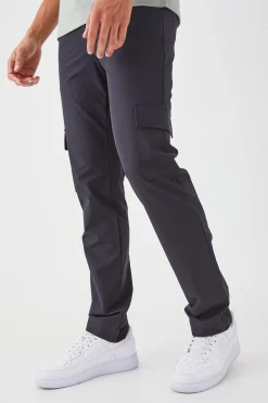 boohooMAN Technical Stretch Tailored Straight Fit Cargo Trousers | UK| Suits & Tailoring|Trousers
