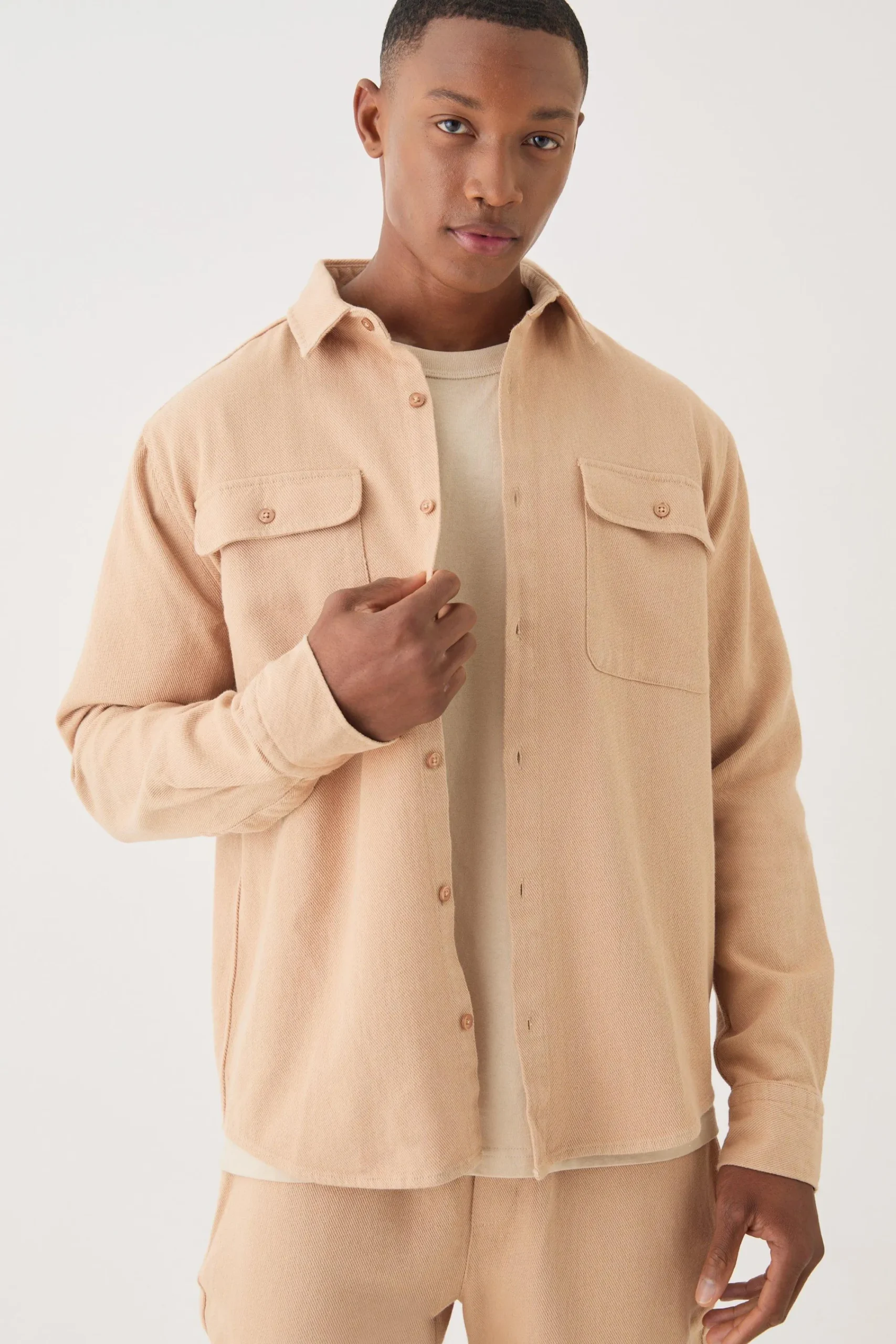 boohooMAN Textured Button Through Overshirt | UK| Shirts|Sets & Co-Ords