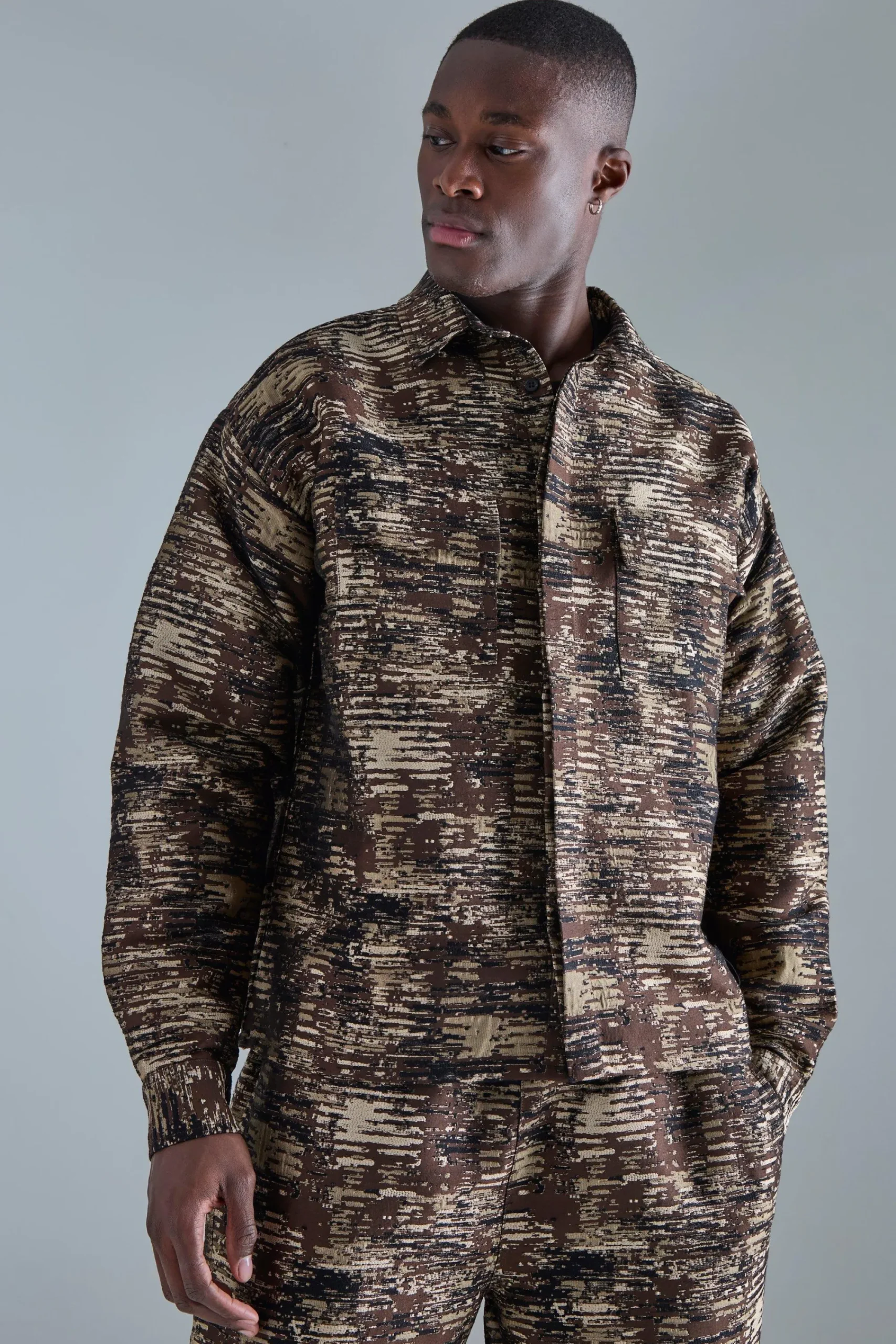 boohooMAN Textured Camo Patch Pocket Overshirt | UK| Sets & Co-Ords