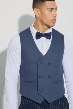 boohooMAN Textured Double Breasted Waistcoat | UK| Suits & Tailoring