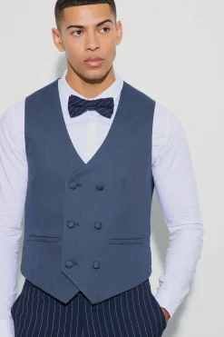 boohooMAN Textured Double Breasted Waistcoat | UK| Suits & Tailoring