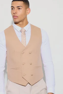 boohooMAN Textured Double Breasted Waistcoat | UK| Suits & Tailoring