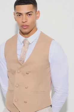 boohooMAN Textured Double Breasted Waistcoat | UK| Suits & Tailoring