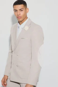 boohooMAN Textured Double Breasted Elbow Patch Blazer | UK| Suits & Tailoring