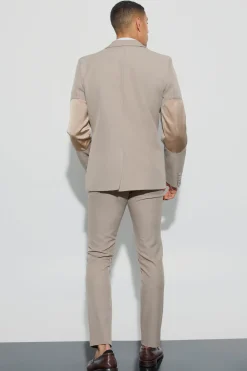 boohooMAN Textured Double Breasted Elbow Patch Blazer | UK| Suits & Tailoring