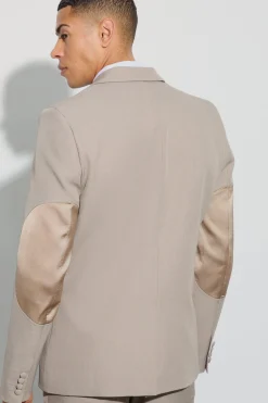 boohooMAN Textured Double Breasted Elbow Patch Blazer | UK| Suits & Tailoring
