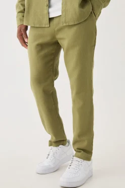 boohooMAN Textured Elasticated Waist Straight Fit Trousers | UK| Trousers|Sets & Co-Ords