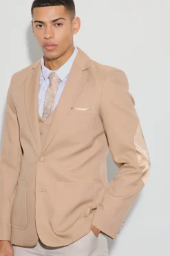 boohooMAN Textured Elbow Patch Slim Fit Blazer | UK| Suits & Tailoring