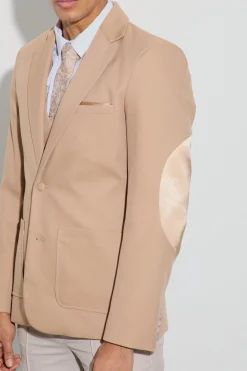 boohooMAN Textured Elbow Patch Slim Fit Blazer | UK| Suits & Tailoring