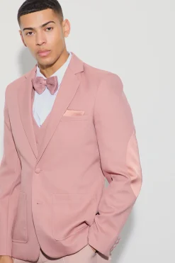 boohooMAN Textu Elbow Patch Slim Fit Blazer | UK| Suits & Tailoring