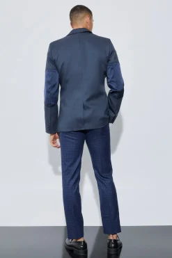 boohooMAN Textured Elbow Patch Slim Fit Blazer | UK| Suits & Tailoring