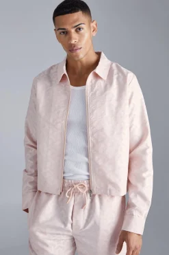 boohooMAN Textured Geo Boxy Zip Through Overshirt | UK| Sets & Co-Ords