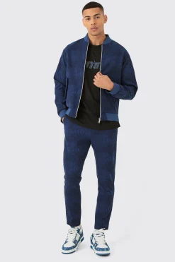 boohooMAN Textured Regular Fit Tailored Bomber Set | UK| Sets & Co-Ords
