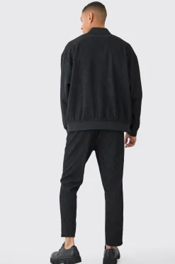 boohooMAN Textured Satin Oversized Bomber Jacket | UK| Suits & Tailoring