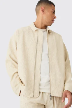 boohooMAN Textured Satin Regular Fit Zip Up Harrington Jacket | UK| Suits & Tailoring