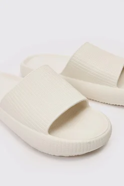 boohooMAN Textured Slider In | UK| Sliders & Slippers