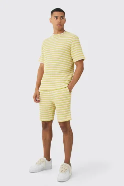 Textured Stripe T-shirt | UK^boohooMAN Online