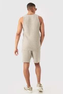Textured Stripe Vest | UK^boohooMAN Outlet