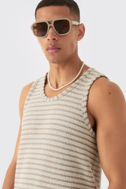 Textured Stripe Vest | UK^boohooMAN Outlet